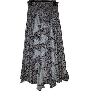 New Anthropologie Keshika Ruffled Midi Skirt Mynah's Reynu Taandon $178 SMALL